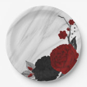 Schön schwarz-rote Blume aus Marmor Pappteller (Vorderseite)