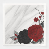Schön schwarz-rote Blume aus Marmor Serviette (Vorderseite)