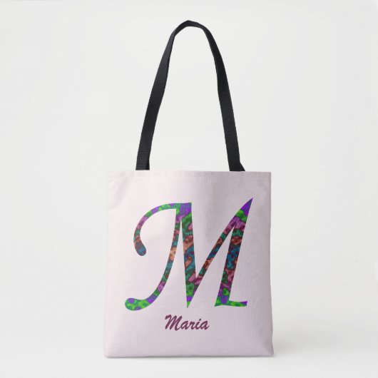 Schön schwirbeliger Farbbrief M Monogramm, Initial Tasche (Vorderseite)