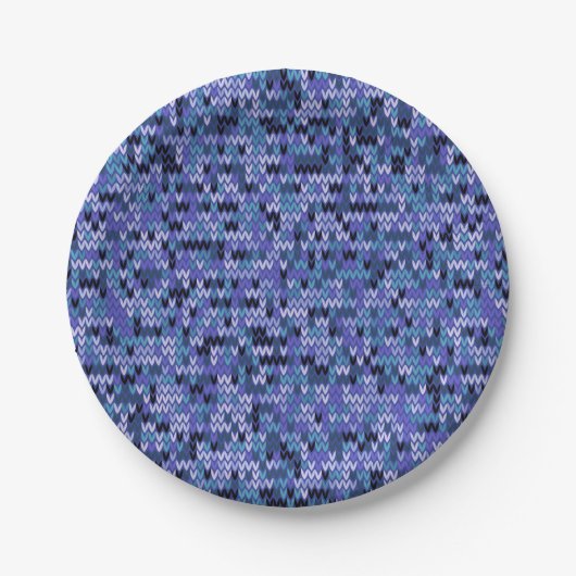 Schön , Strickmuster , gestrickt , blau und Pappteller (Vorderseite)