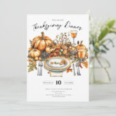 Schön Tischessen Erntedank Pumpkin Einladung (Stehend Vorderseite)