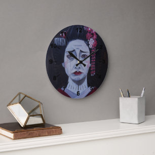 Schön trauriges Gemälde von Alfred Fox Große Wanduhr