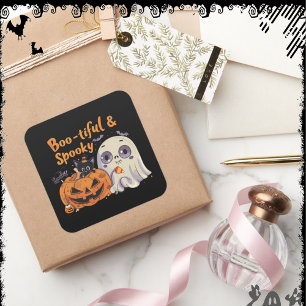 Schön und Gruselig   ExDesigner   Halloween Quadratischer Aufkleber