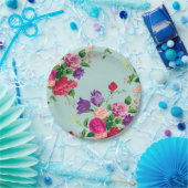 schön, Vintag, mint, blumenreich, rosa, niedlich, Pappteller (Party)