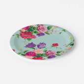 schön, Vintag, mint, blumenreich, rosa, niedlich, Pappteller (Schrägansicht)