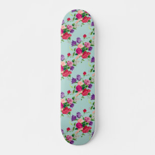 schön, Vintag, mint, blumenreich, rosa, niedlich, Skateboard