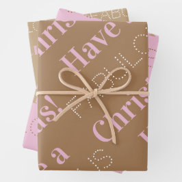 Schön Weihnachten | Braunrosa Beige Geschenkpapier Set