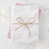 Schön Weihnachten | Rosa graue Typografie Geschenkpapier Set
