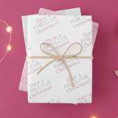Schön Weihnachten | Rosa graue Typografie Geschenkpapier Set