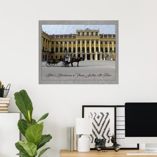 Schönbrunn Palast in Wien, Österreich mit Fiaker Poster (Heimbüro)