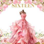 Schöne 16 . Geburtstag Background Gold Balloons Wandteppich