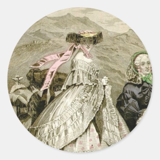 Schöne 1859 Mode Runder Aufkleber (Vorderseite)