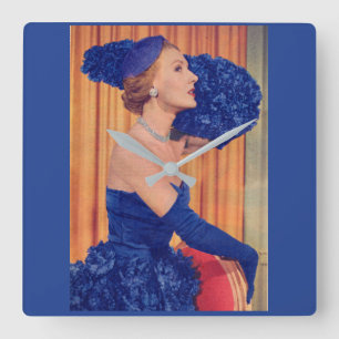 Schöne 1950er Jahre in blau Quadratische Wanduhr