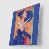 Schöne 1950er Jahre in blau Quadratische Wanduhr (Winkel)