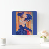 Schöne 1950er Jahre in blau Quadratische Wanduhr (Zuhause)