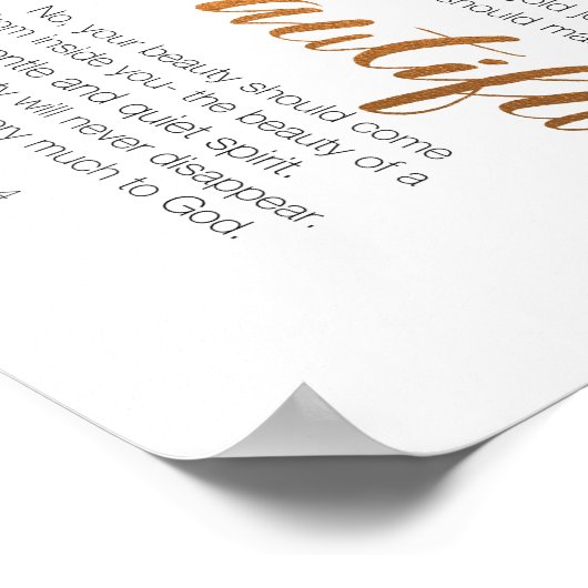 Schöne, 1 Peter 3 Schrift Verse Poster (Ecke)