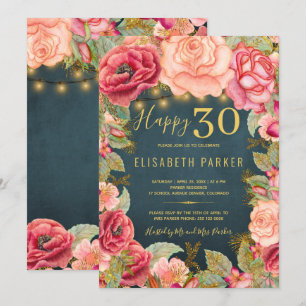 Schöne 30 florale elegante 30. Geburtstagsfeier Einladung