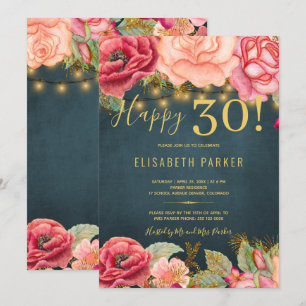 Schöne 30 florale elegante 30. Geburtstagsfeier Einladung
