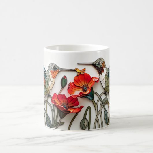 Schöne 3-D Hummingbirds/Poppies Kaffeetasse (Mittel)