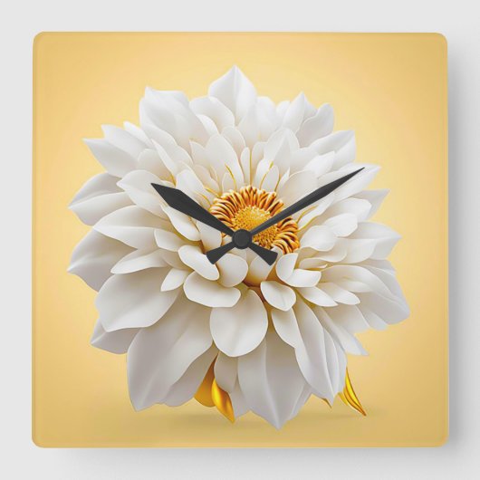 Schöne 3D-Blume Quadratische Wanduhr (Vorderseite)