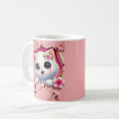Schöne 3D Cat Peeking durch florale Wandgestaltung Kaffeetasse (Vorderseite Links)
