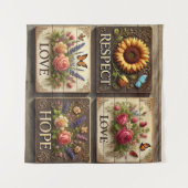 Schöne 3D-Holzschilder mit floraler Aufhellung Wandteppich (Vorderseite (Horizontal))