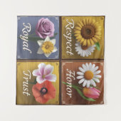 Schöne 3D-Holzschilder mit floraler Aufhellung Wandteppich (Vorderseite (Horizontal))