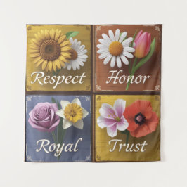 Schöne 3D-Holzschilder mit floraler Aufhellung Wandteppich