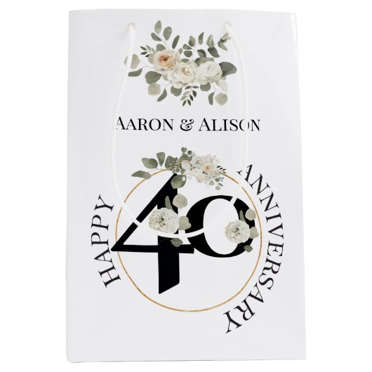 Schöne 40-jährige Jubiläumsnadel Mittlere Geschenk Mittlere Geschenktüte (Vorderseite)