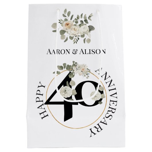 Schöne 40-jährige Jubiläumsnadel Mittlere Geschenk Mittlere Geschenktüte (Rückseite)