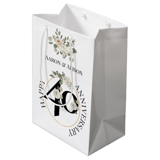 Schöne 40-jährige Jubiläumsnadel Mittlere Geschenk Mittlere Geschenktüte (Rückseite Schrägansicht)