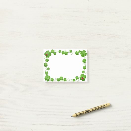 Schöne 4-Leaf Clovers & Ladybugs Post-it Not Klebezettel (Auf Schreibtisch)