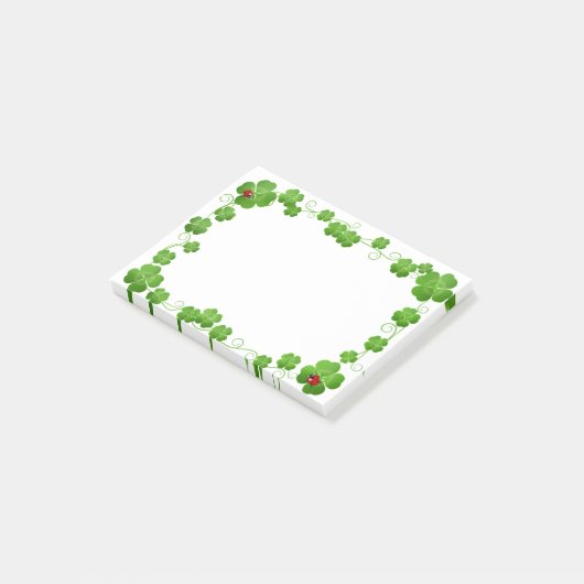 Schöne 4-Leaf Clovers & Ladybugs Post-it Not Klebezettel (angewinkelt)