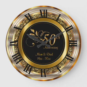 Schöne 50. goldene Hochzeit Große Wanduhr