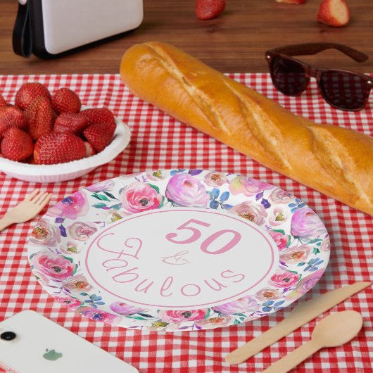 Schöne 50 und fabelhafte Wasserfarbe Pappteller (Picknick)