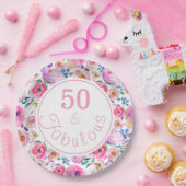 Schöne 50 und fabelhafte Wasserfarbe Pappteller (Party)