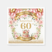 Schöne 60. Geburtstag Napkins Gold Blüte Touch Serviette (Vorderseite)