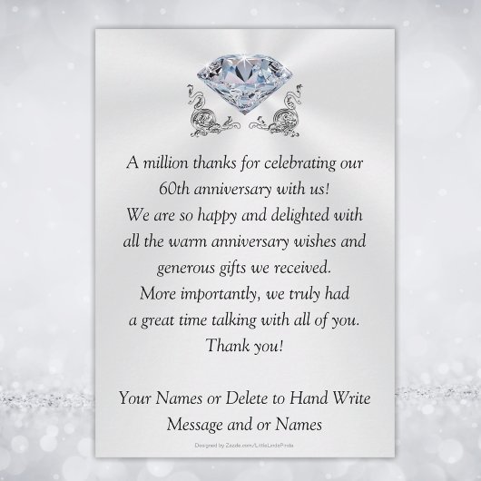 Schöne 60. Hochzeit Jubiläum Danke Karten