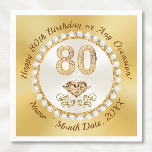 Schöne, 80. Geburtstag Napkins, Personalisiert Serviette