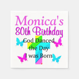 SCHÖNE 80. GEBURTSTAG PERSONALISIERTE CHRISTLICHE  SERVIETTE