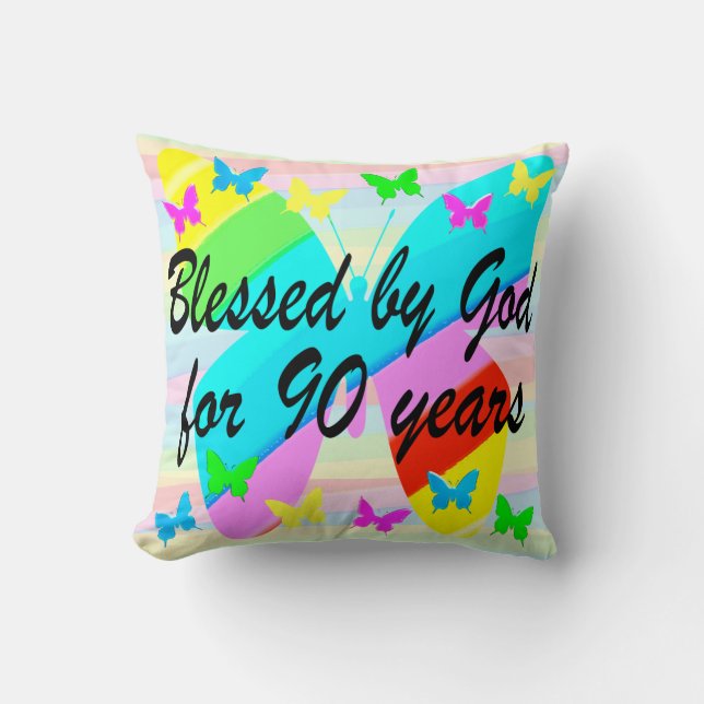 SCHÖNE 90. GEBURTSTAG GOTTES SESSINGS PILLOW KISSEN (Vorderseite)