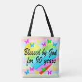 SCHÖNE 90. GEBURTSTAGSSCHMESSINGS TOTE BAG TASCHE (Rückseite)