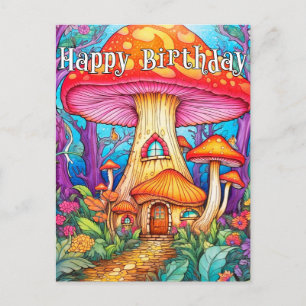 Schöne Abbildung des kreativen Pilzhauses Postkarte