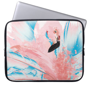 Schöne Abbildung mit gezeichnet rosa Flamingo an Laptopschutzhülle
