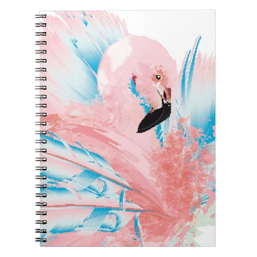 Schöne Abbildung mit gezeichnet rosa Flamingo an Notizblock (Vorderseite)