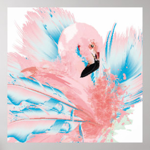 Schöne Abbildung mit gezeichnet rosa Flamingo an Poster