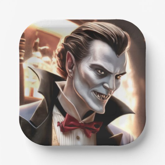 Schöne, aber blutdurstig, Dracula Pappteller (Vorderseite)