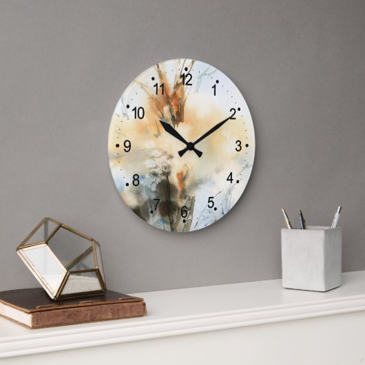 Schöne Abstrakte Aquarellmalerei Große Cloc Wanduhr (Büro)