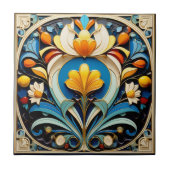 Schöne Abstrakte Art Deco Keramik Tile Fliese (Vorderseite)