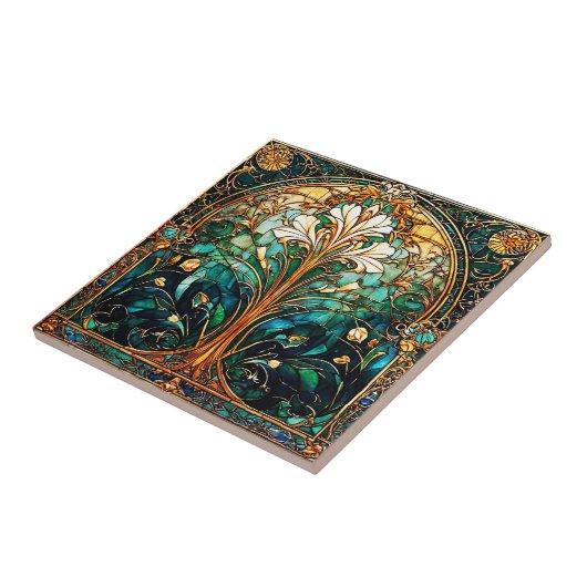 Schöne Abstrakte Art Deco Nouveau Keramik Tile Fliese (Seite)